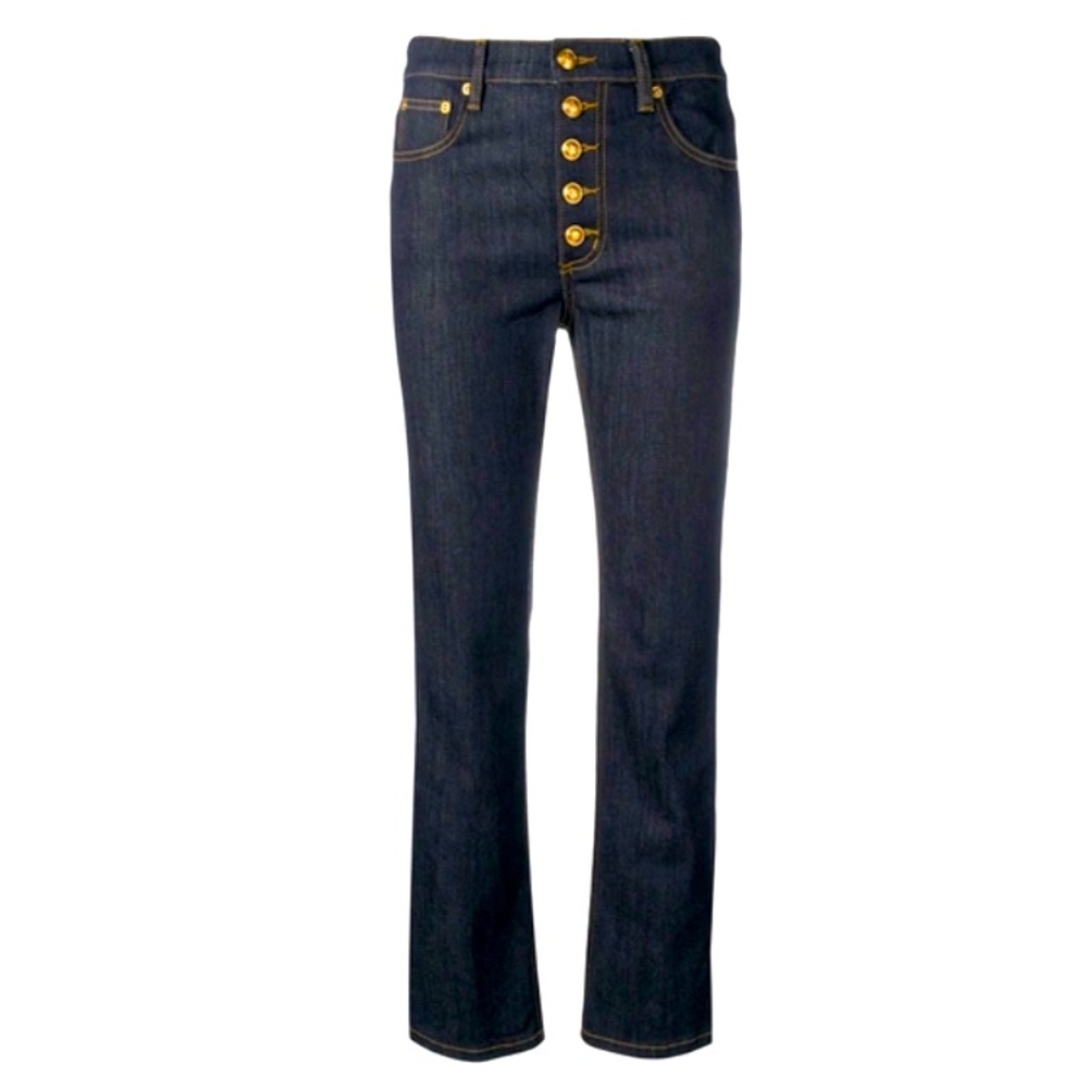 TORY BURCH Resin Rinse gold button-fly denim pant size 30
